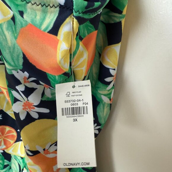 Old Navy Citrus Print Cutout One-Piece Swimsuit – Size 3X – Open Back - Picture 2 of 3